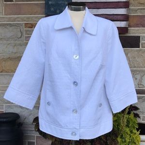 Sag Harbor White Textured Button Jacket